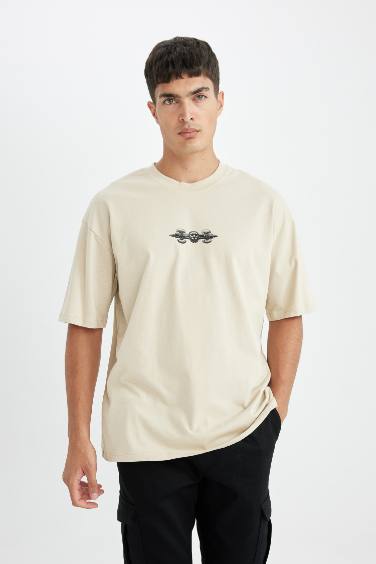 Oversize Fit Crew Neck Back Printed T-Shirt