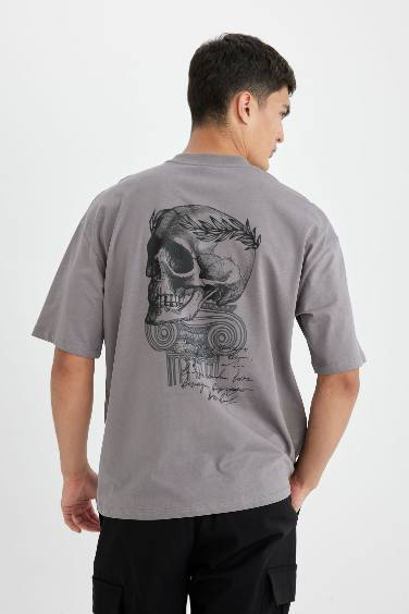 Oversize Fit Crew Neck Back Printed T-Shirt