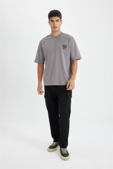 Oversize Fit Crew Neck Back Printed T-Shirt