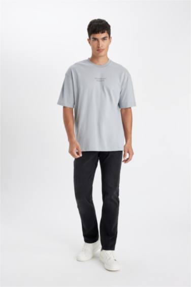 Oversize Fit Crew Neck Back Printed T-Shirt