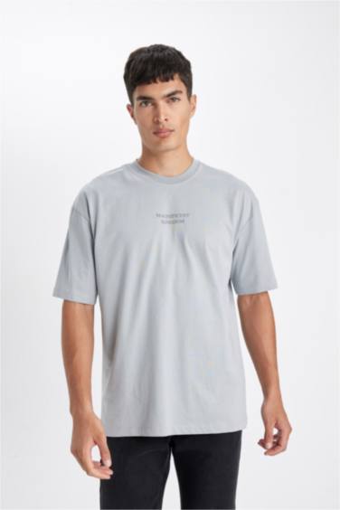 Oversize Fit Crew Neck Back Printed T-Shirt