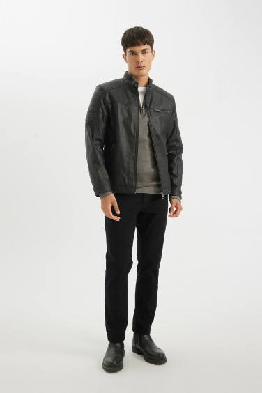 جاكيت خفيف جلد صناعي سليم فيت بياخة عالية