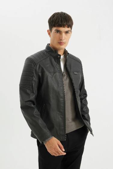 جاكيت خفيف جلد صناعي سليم فيت بياخة عالية