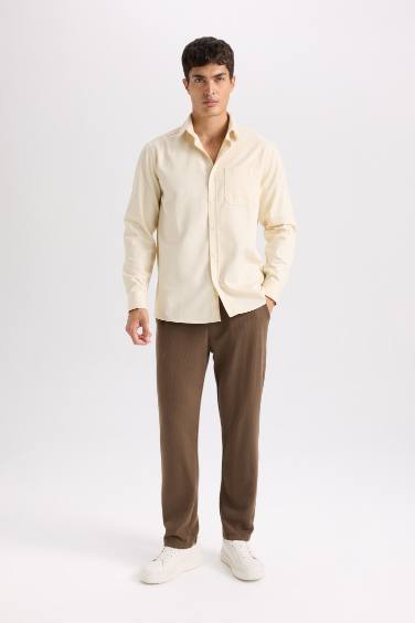 Regular Fit Polo Yaka Gabardin Uzun Kollu Gömlek