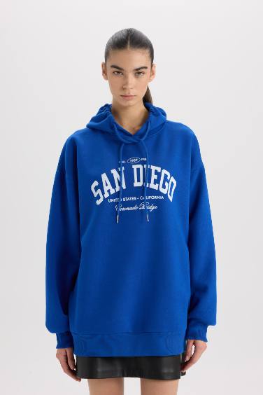 Oversize Fit Hooded Thick Casual Sweatshirt