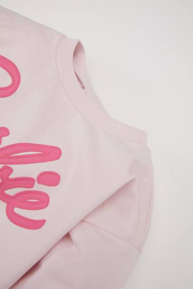 سويت شيرت بيبي بناتي قصة عادية ببطانة ناعمة برسمة باربي