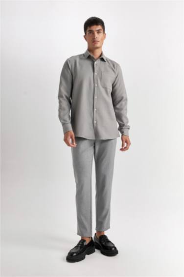 Regular Fit Polo Collar Cotton Shirt