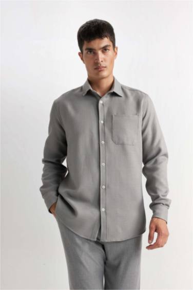 Regular Fit Polo Collar Cotton Shirt