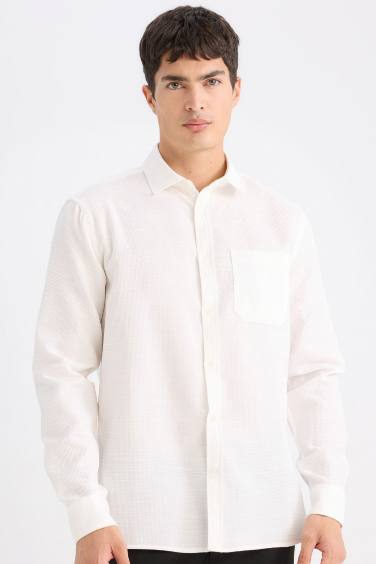 Regular Fit Polo Collar Cotton Shirt