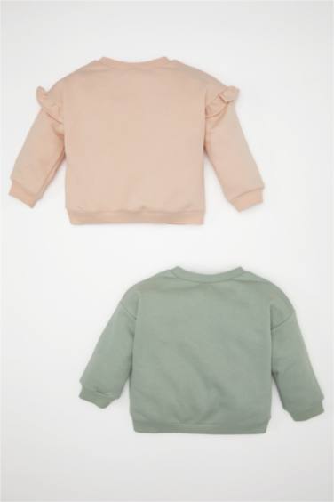 Baby Girl Crew Neck Printed 2 Piece Sweatshirt