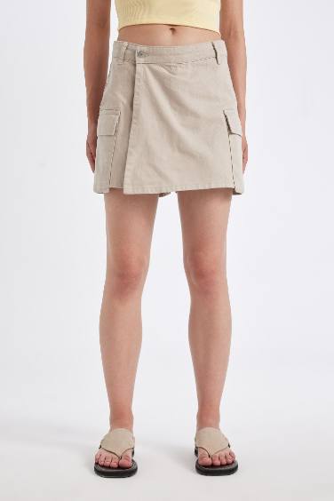 Regular Fit Regular Waist Gabardine Shorts