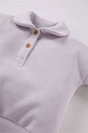 Girl Baby Collar Button-down Sweatshirt