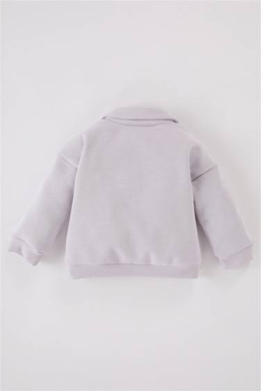 Girl Baby Collar Button-down Sweatshirt