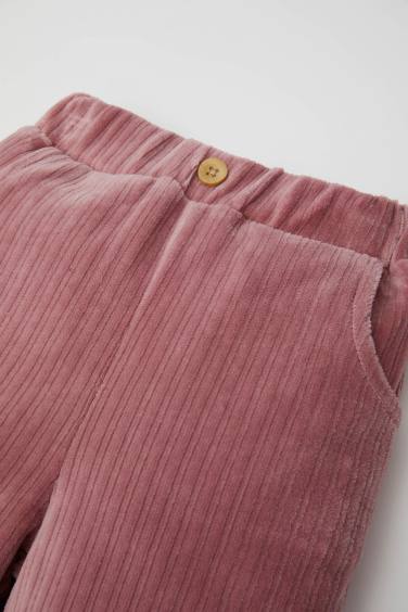 Baby Girl Regular Fit Elastic Waist Corduroy Trousers