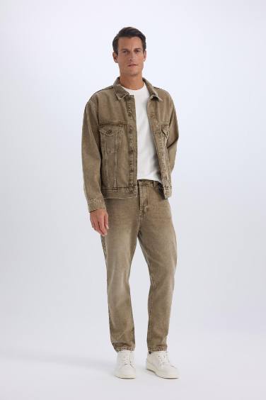 Veste en Jean Oversize délavé à boutons et poches