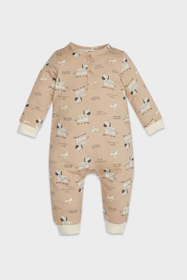 Baby Boy Newborn Zebra Patterned Thin Fabric Jumpsuit