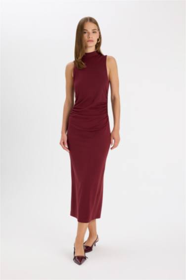 Bodycon Half Turtleneck Sleeveless Maxi Dress
