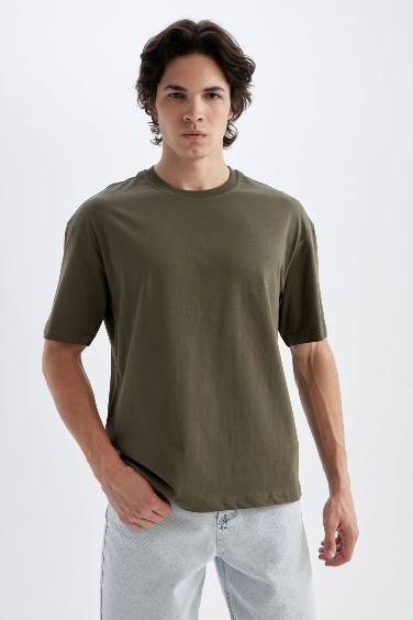 Boxy Fit Crew Neck Short Sleeve Basic T-Shirt