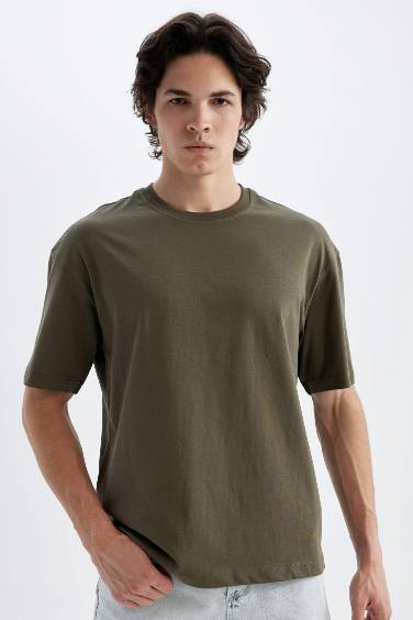 Boxy Fit Crew Neck Short Sleeve Basic T-Shirt