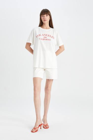 T-Shirt Oversize imprimé à Manches Courtes à Col rond