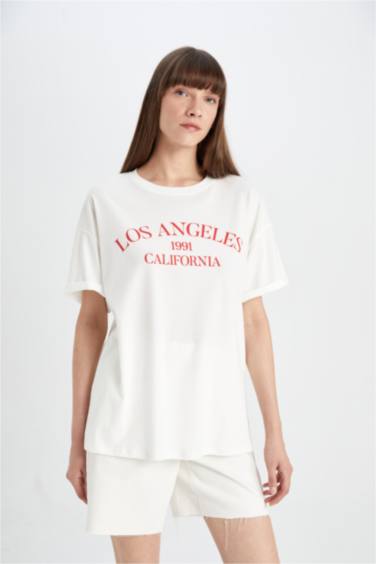 T-Shirt Oversize imprimé à Manches Courtes à Col rond