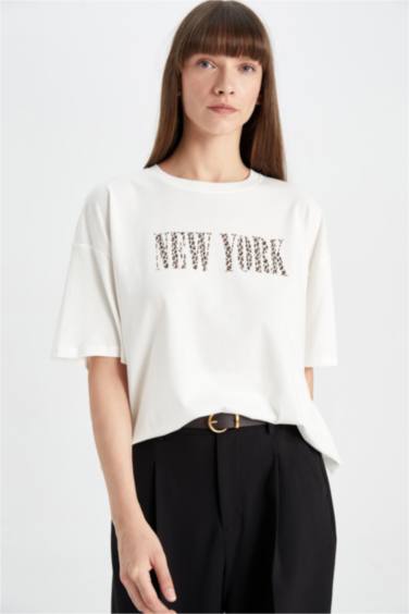 T-Shirt Oversize imprimé à Manches Courtes à Col rond