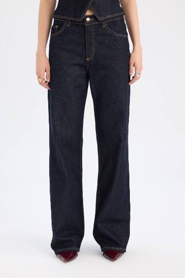 Straight Fit High Waist Wide Leg Jeans