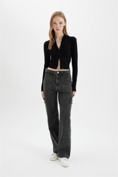 كارديجان مضلع سليم فيت برقبة عالية