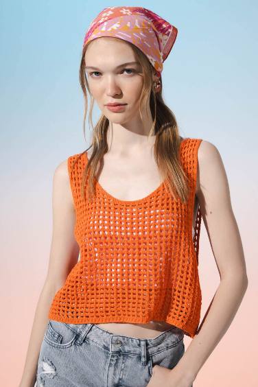 V Neck Crochet Knitted Top