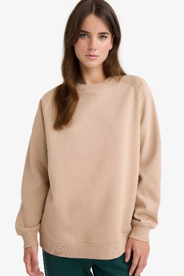Sweatshirt Oversize Col rond en tissu épais à col rond