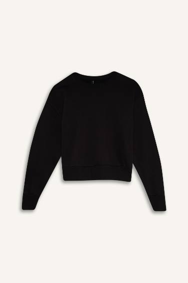 Boxy Fit Crew Neck Thick Fabric Sweatshirt