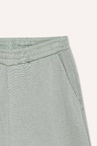 Straight Fit Thick Sweatshirt Fabric Trousers