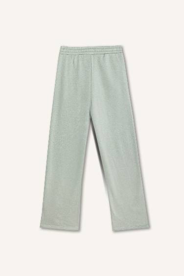 Straight Fit Thick Sweatshirt Fabric Trousers