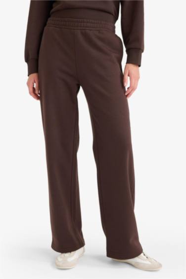 Straight Fit Basic Thick Sweatshirt Fabric Trousers