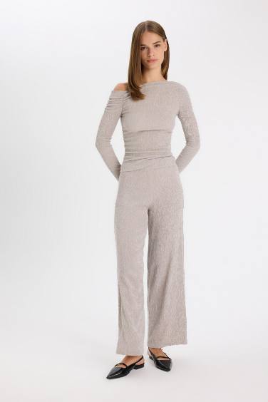 Wide Leg Crepe Trousers