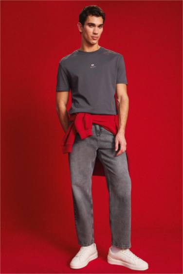 Regular Fit Crew Neck Printed Short Sleeve T-Shirt