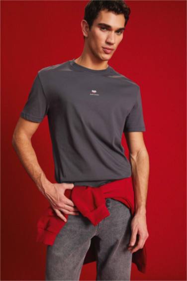 Regular Fit Crew Neck Printed Short Sleeve T-Shirt