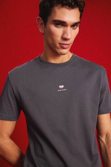 Regular Fit Crew Neck Printed Short Sleeve T-Shirt