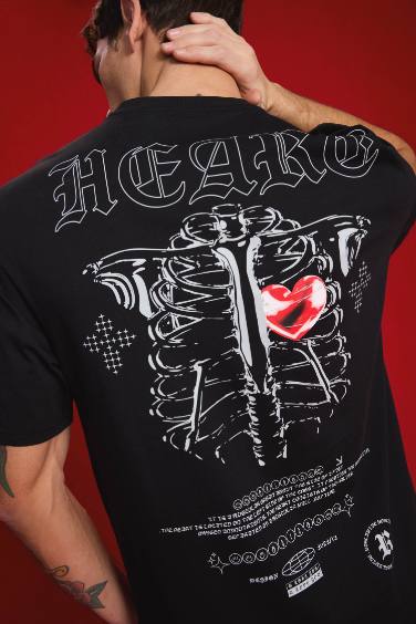 Boxy Fit Crew Neck Printed Short Sleeve T-Shirt