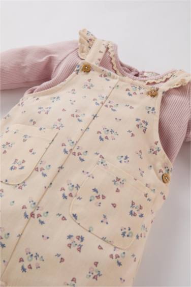 Baby Girl Crew Neck T-shirt Floral Dress 2 Piece Set