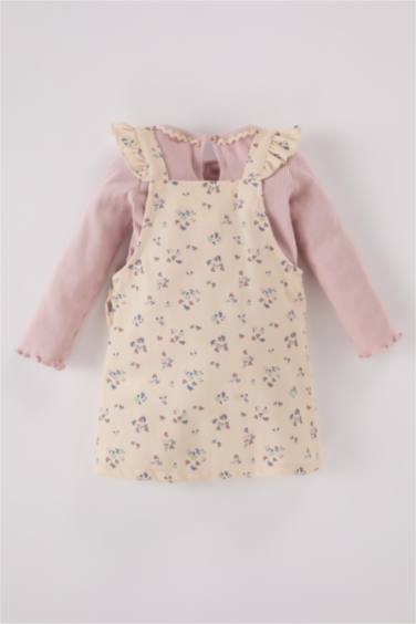 Baby Girl Crew Neck T-shirt Floral Dress 2 Piece Set