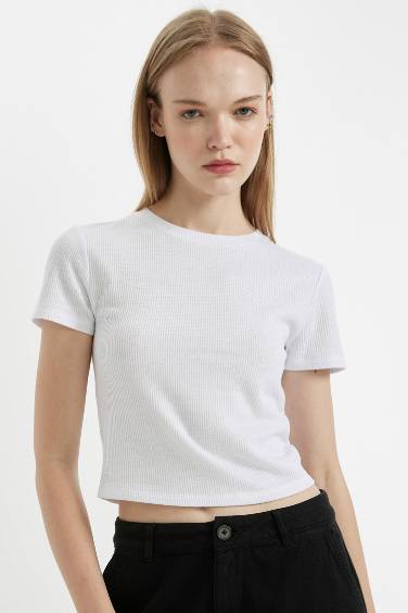 T-Shirt basique à Manches Courtes Coupe Slim pour Femme