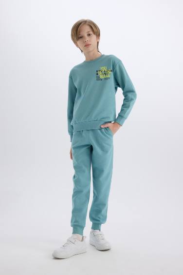 Erkek Çocuk 2'li Takım Baskılı Sweatshirt Eşofman Altı