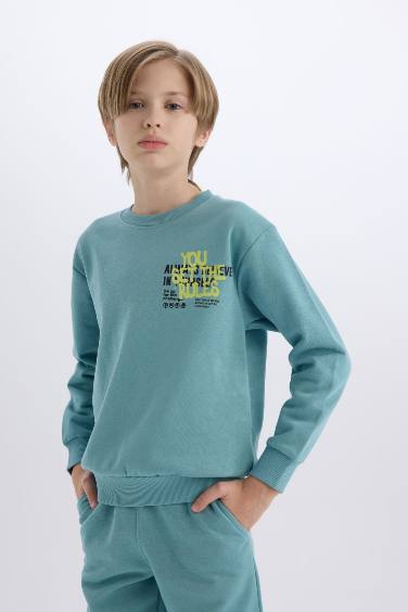 Erkek Çocuk 2'li Takım Baskılı Sweatshirt Eşofman Altı