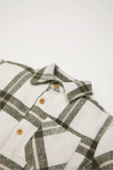 Erkek Bebek Flanel Uzun Kollu Cepli Kareli Gömlek