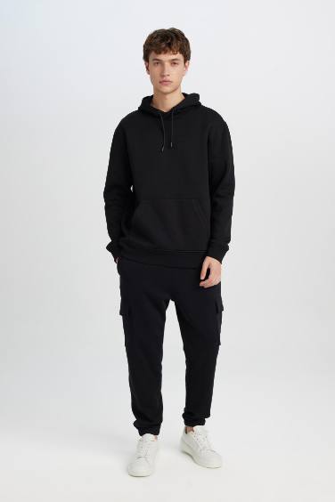 Regular Fit Jogger Eşofman Altı Basic Düz Kargo Cepli Lastikli Paça
