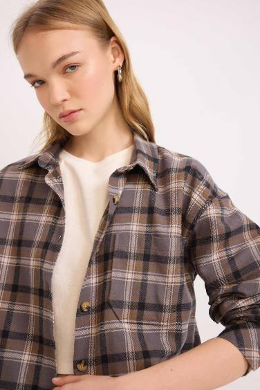 Oversize Fit Checkered Flannel Lumberjack Jacket Shirt