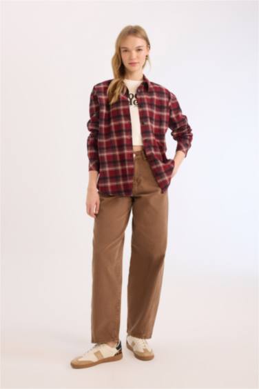 Oversize Fit Checkered Flannel Lumberjack Jacket Shirt