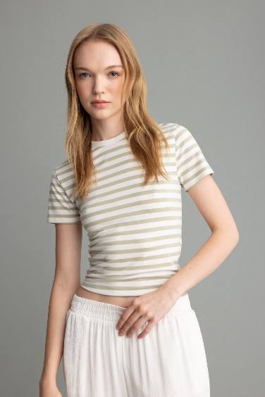 Fitted Short Sleeve Striped T-Shirt