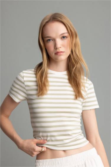 Fitted Short Sleeve Striped T-Shirt